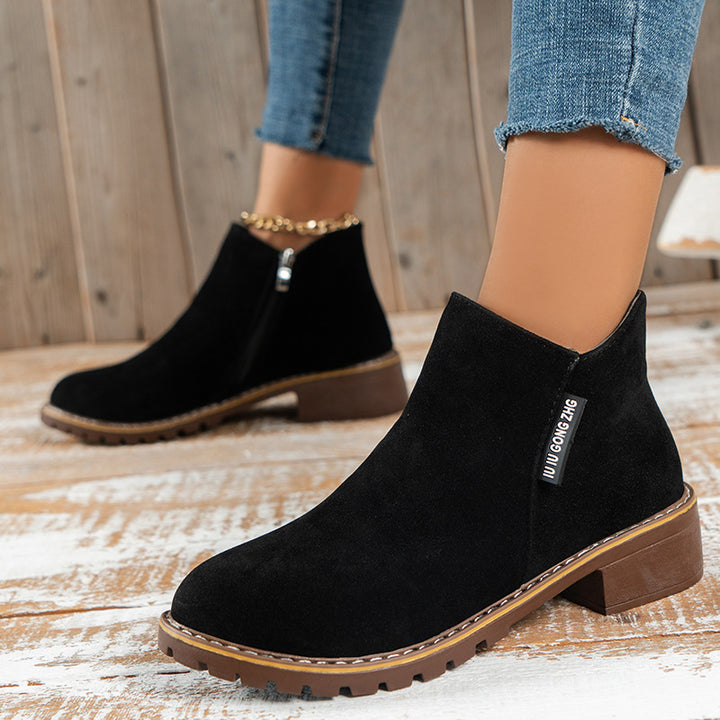 Damen nan elegante Chelsea-Ankleboot aus Veloursoptik mit seitlichem Reißverschluss und profilstarker Laufsohle Drune