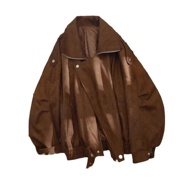 Damen Modische Wildlederjacke mit asymmetrischem Schnitt Drune