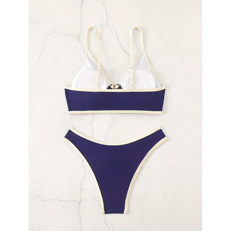 Damen Triangel-Bikini-Set mit elegantem Knoten und hohem Beinausschnitt Drune