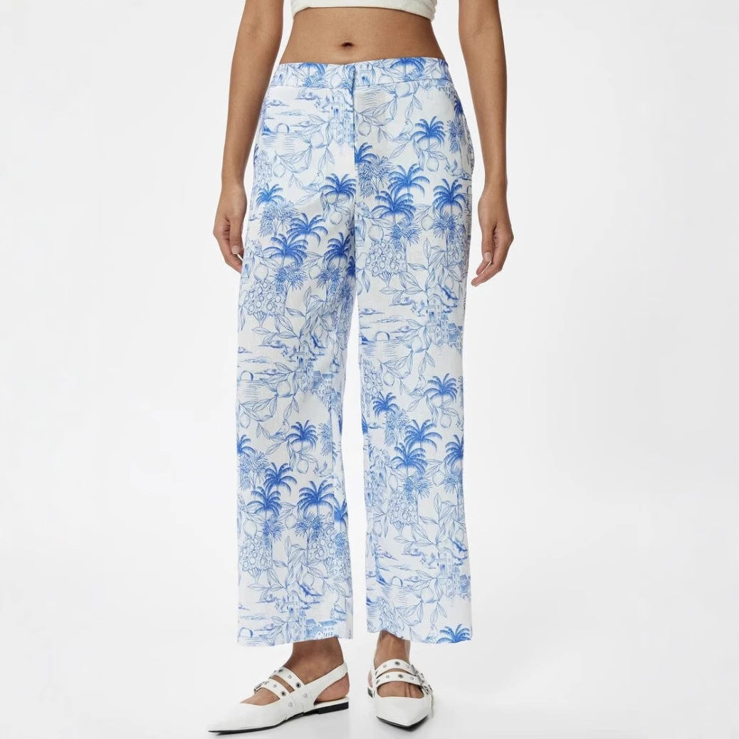 Damen Palazzo-Hose mit floralem Muster und weitem Schnitt Drune