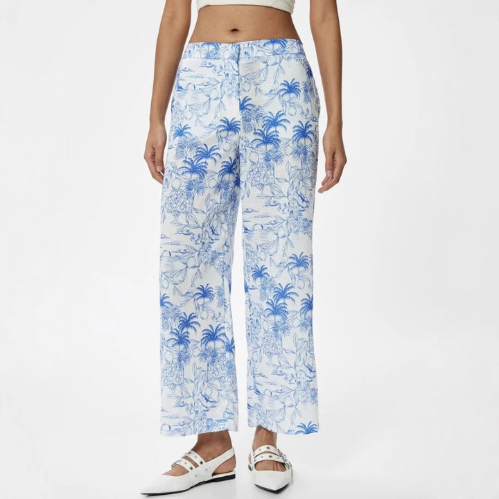 Damen Palazzo-Hose mit floralem Muster und weitem Schnitt Drune