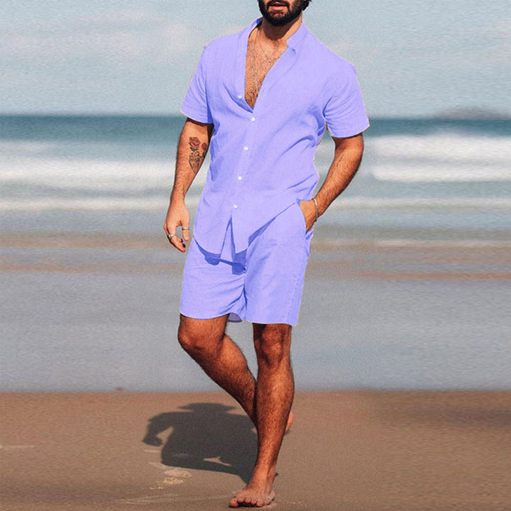 Herren lässiges Kurzarmhemd und Shorts Set Drune