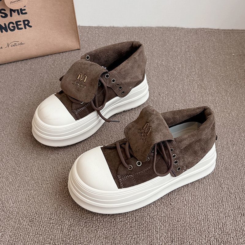 Damen Hochformat Sneakers mit modischem Veloursleder und robustem Plateau Drune