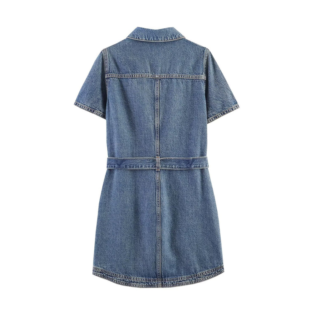 Damen Jeanskleid mit taillierter Silhouette und praktischen Taschen Drune