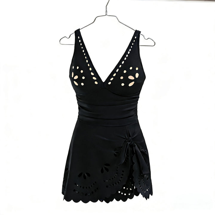 Damen Eleganter Badeanzug mit modischen Ausschnitten und Rüschendetails Drune