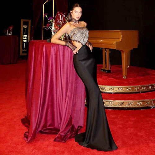 Damen Elegantes Maxikleid mit Spitze und Raffiniertem Schnitt Drune