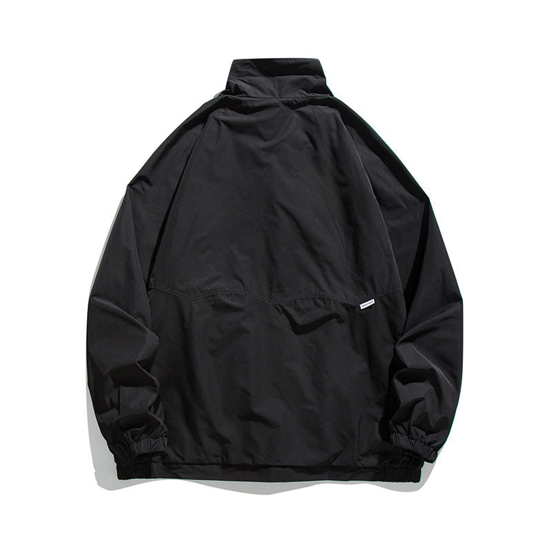 Herren Leichte Oversize-Fieldjacke aus technischem Nylon mit Stehkragen, verdecktem Reißverschluss und Pattentaschen Drune
