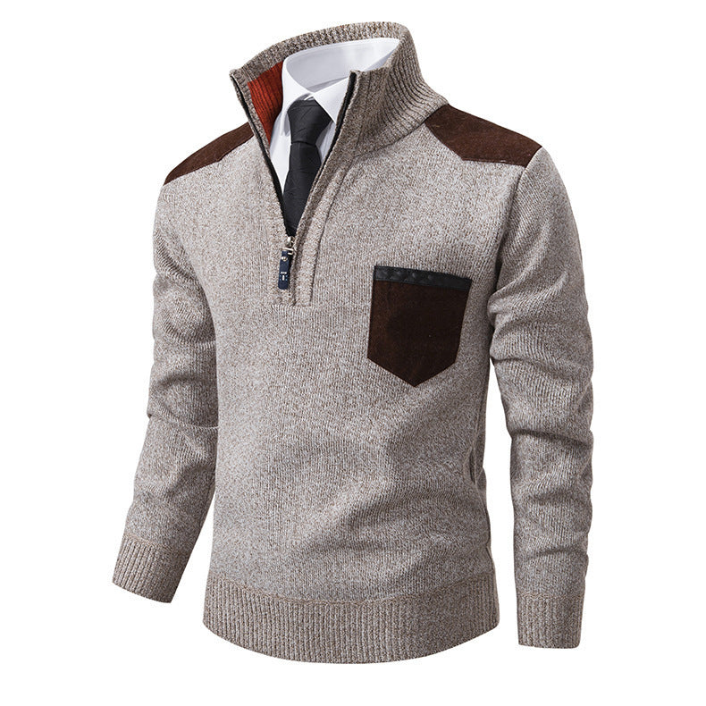 Herren modischer Pullover mit hohem Kragen und Reißverschluss Drune