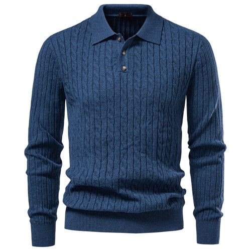Herren Feinstrick-Polo mit Zopfmuster und Kragen Drune