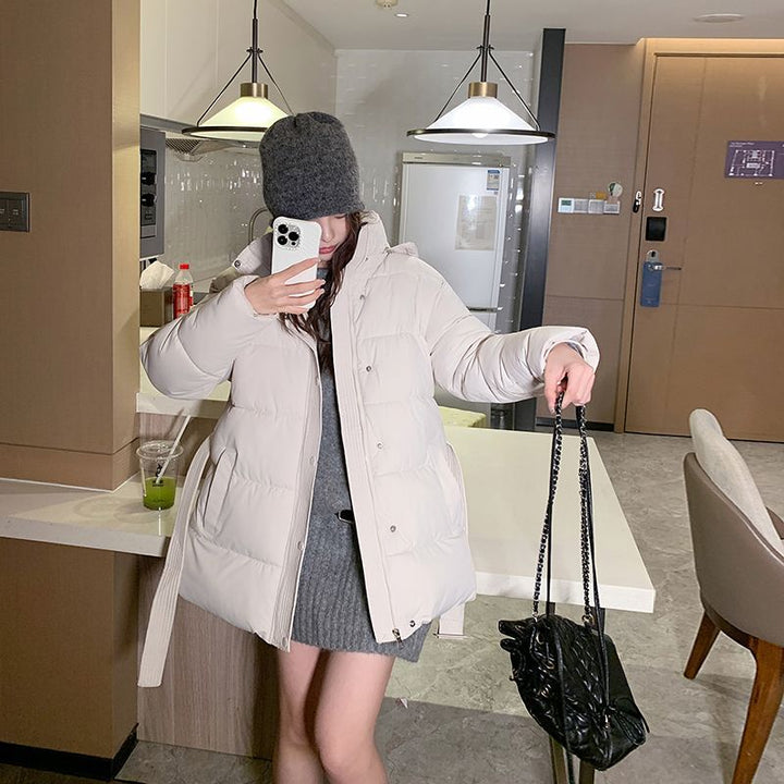 Damen gesteppte Winterjacke mit hohem Kragen und seitlichen Taschen