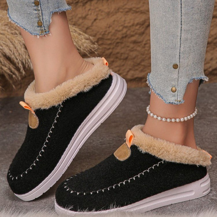 Damen Fluffy Hausschuhe mit rutschfester Sohle und kuscheligem Innenfutter Drune