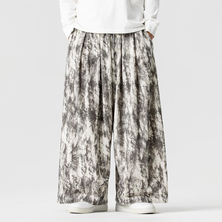 Herren Weite Cord-Loungehose mit Kellerfalten, elastischem Bund und Ballonbeinschnitt Drune