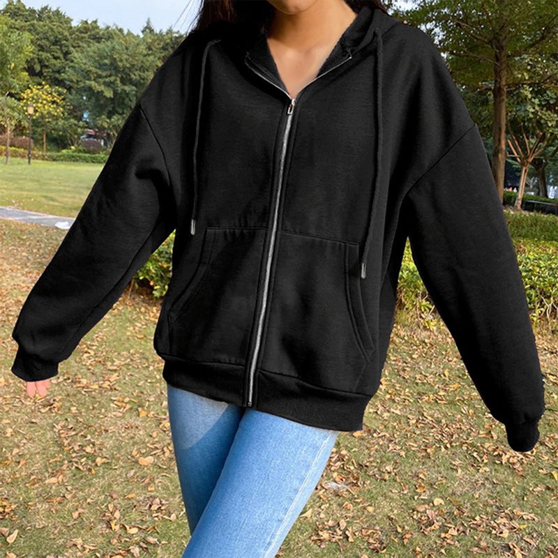 Damen lässige Kapuzenjacke mit großzügigen Taschen Drune