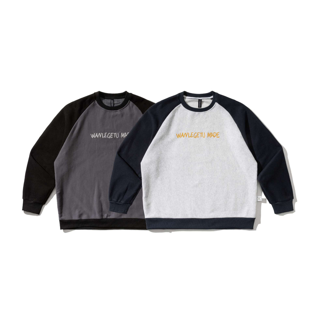 Herren Raglan-Sweatshirt mit gesticktem Logo und Kontrastärmeln aus leichtem Frottee Drune