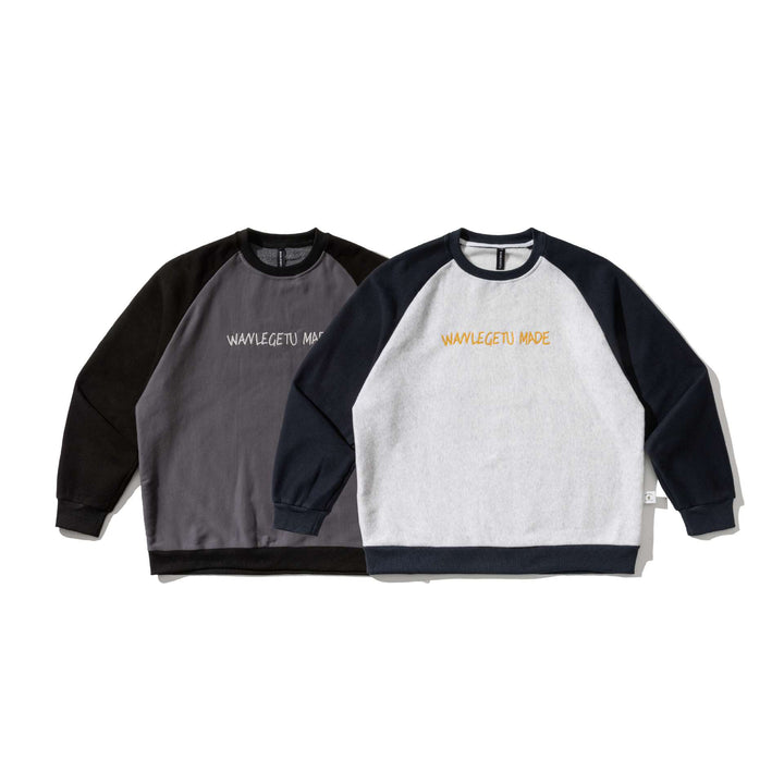 Herren Raglan-Sweatshirt mit gesticktem Logo und Kontrastärmeln aus leichtem Frottee Drune