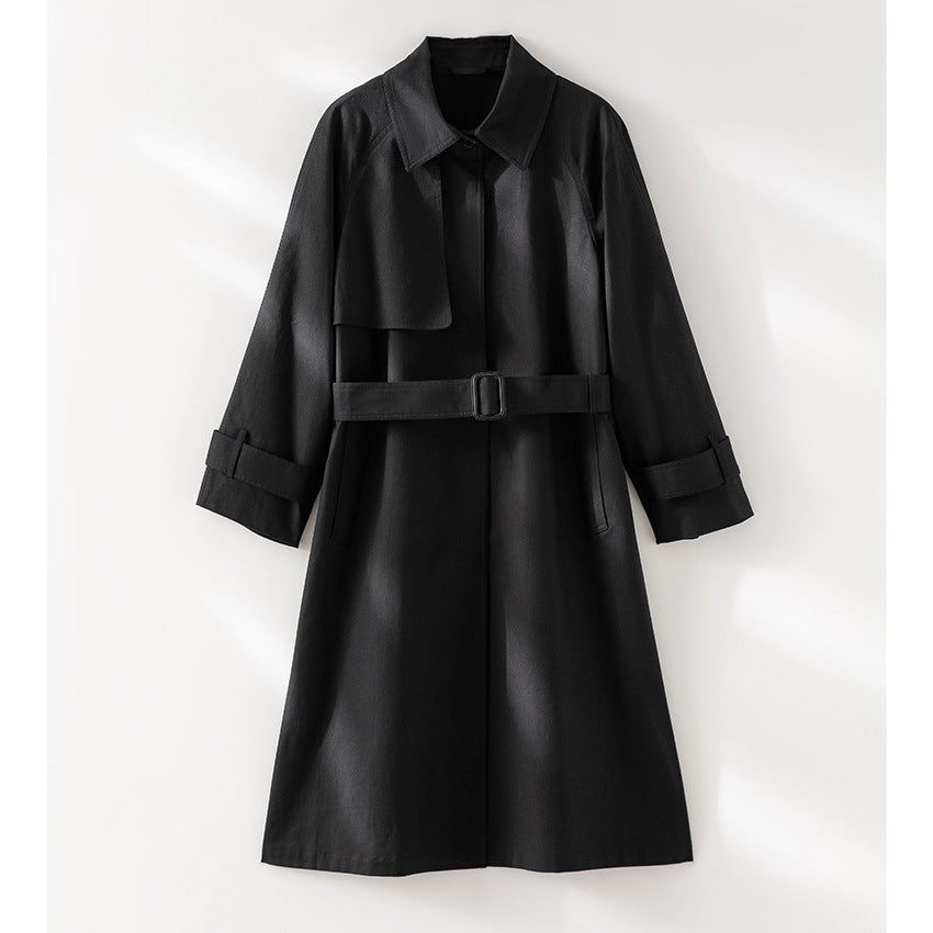 Damen Klassischer Trenchcoat mit Gürtel und Sturmblende Drune