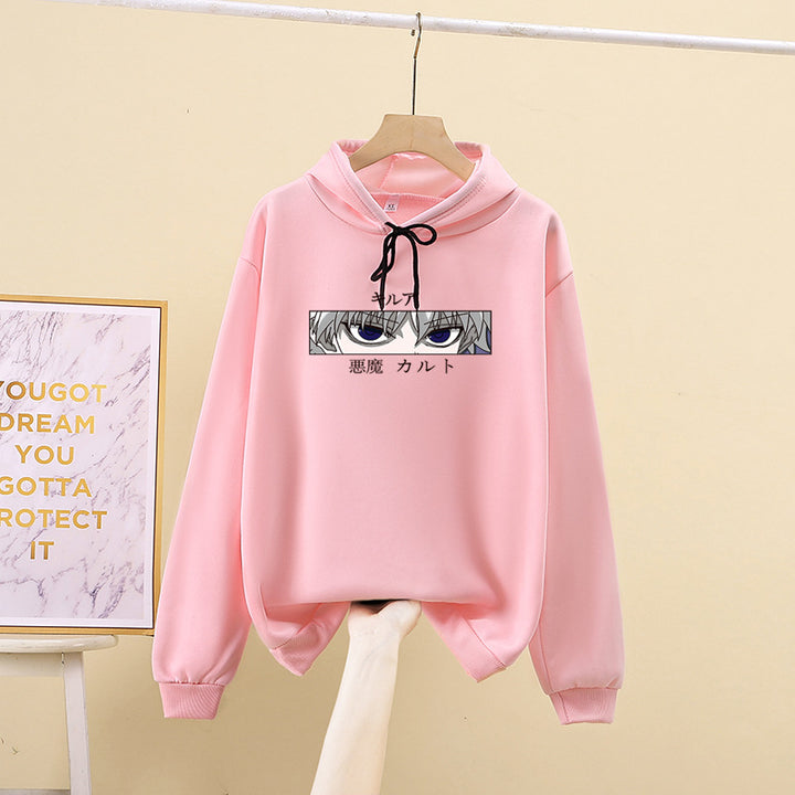 Unisex nan oversized Kapuzenpullover mit anime Augenprint und weicher Baumwollmischung Drune