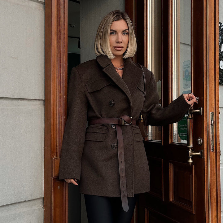 Damen Modische Oversized-Trenchjacke mit Karomuster Drune