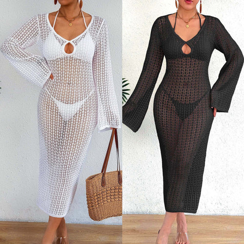 Damen Häkel-Strandkleid mit elegantem Schlitz Drune