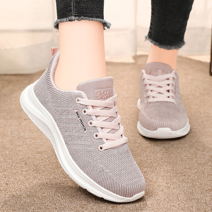 Damen nan gestrickter Schnür-Sneaker mit 3D-Strickobermaterial, verstärkter Zehenkappe und reaktiver EVA-Dämpfung Drune