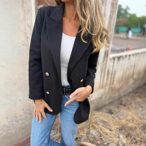 Damen eleganter und bequemer Blazer mit doppelter Knopfleiste Drune