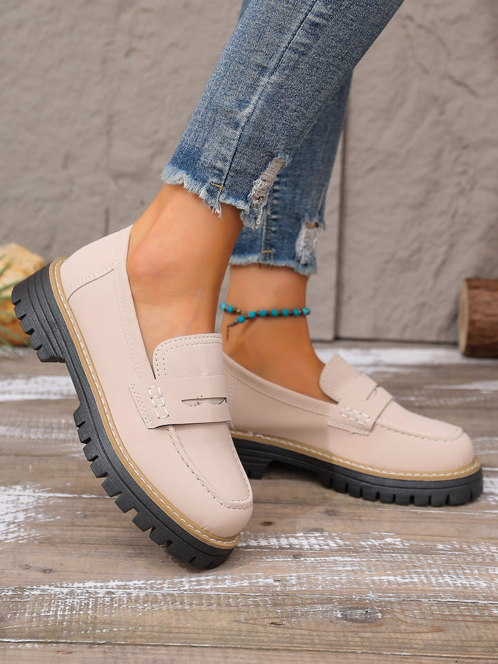 Damen Chunky-Loafer mit profilierter Gummilaufsohle und klassischem Penny-Riemen Drune
