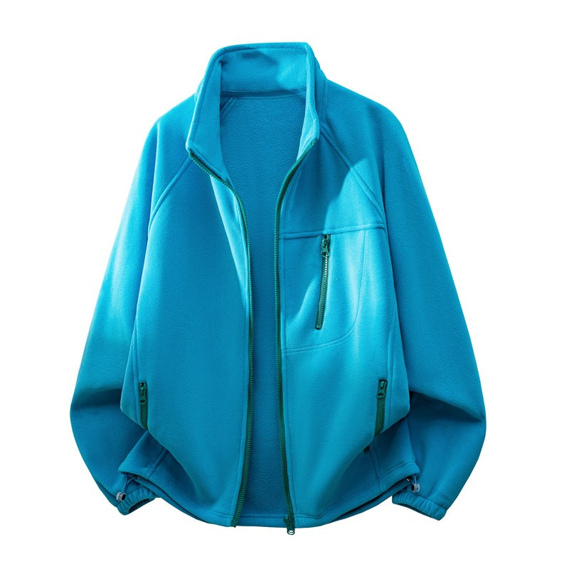 Unisex funktionale Microfleece-Performancejacke mit Stehkragen, Brustreißverschluss und ergonomischen Raglanärmeln Drune