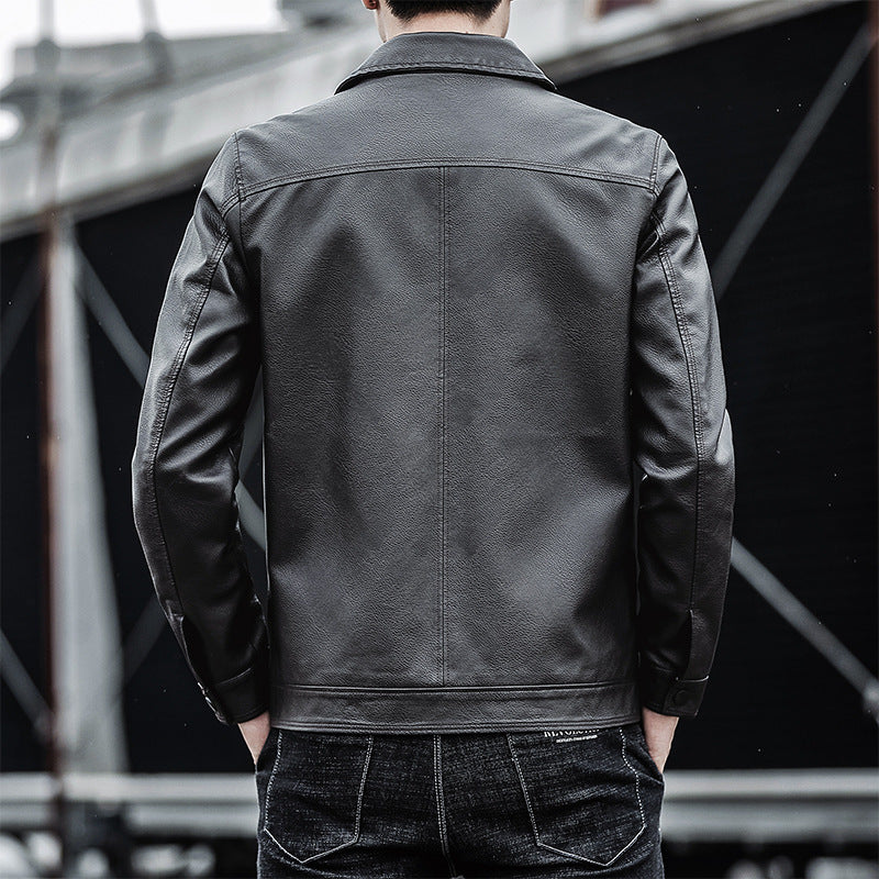 Herren Lässige Kunstlederjacke Drune