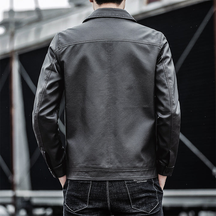 Herren Lässige Kunstlederjacke Drune