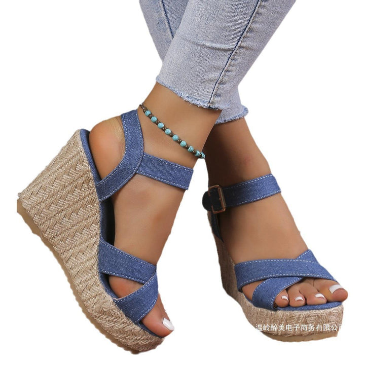Damen Wedge-Sandaletten mit geflochtenem Jute-Detail und rutschfester Sohle Drune