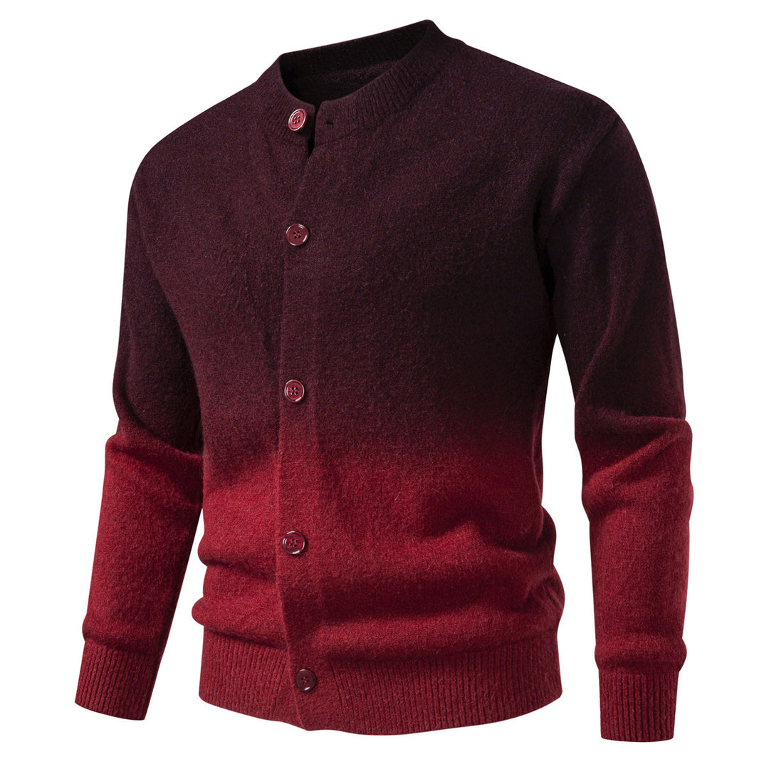 Herren Feiner Button-Cardigan mit Ombre-Farbverlauf und Stehkragen Drune