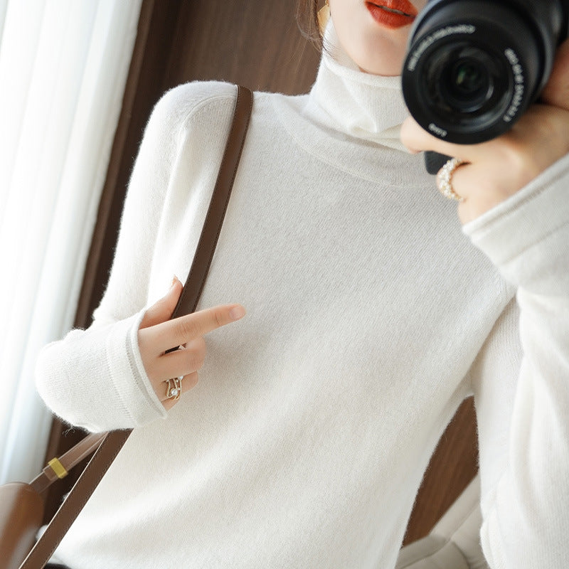 Damen Weicher Rollkragenpullover aus Kaschmir‑Look mit Daumenloch und figurbetonter Silhouette Drune