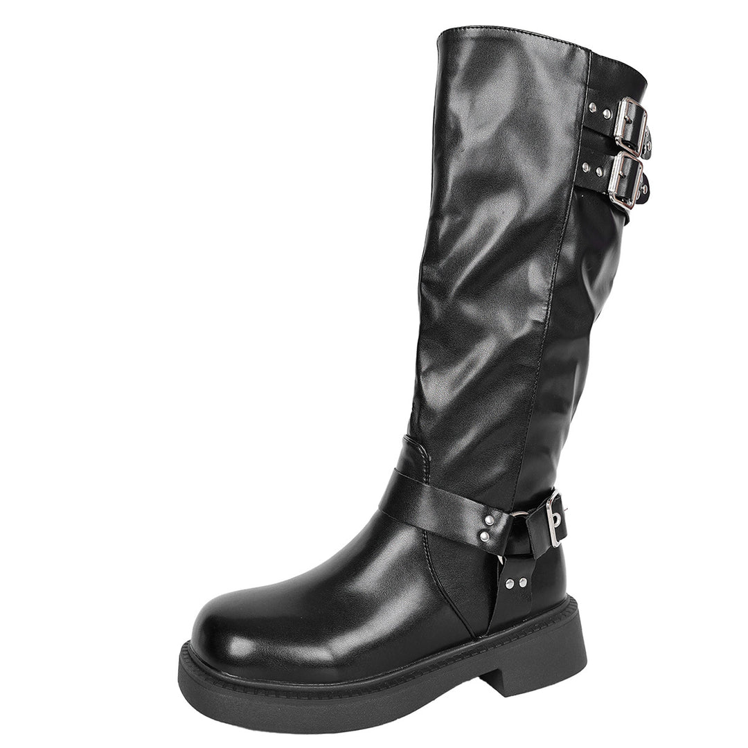 Damen Stiefel mit modischen Schnallen-Details und strapazierfähigem Obermaterial Drune