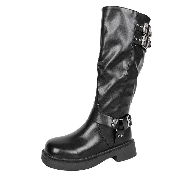 Damen Stiefel mit modischen Schnallen-Details und strapazierfähigem Obermaterial Drune