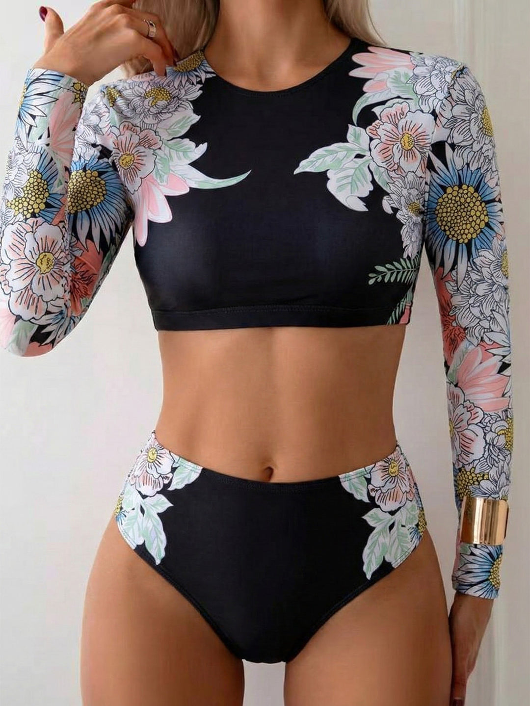 Damen Surf-Bikini-Set mit langen Ärmeln Drune