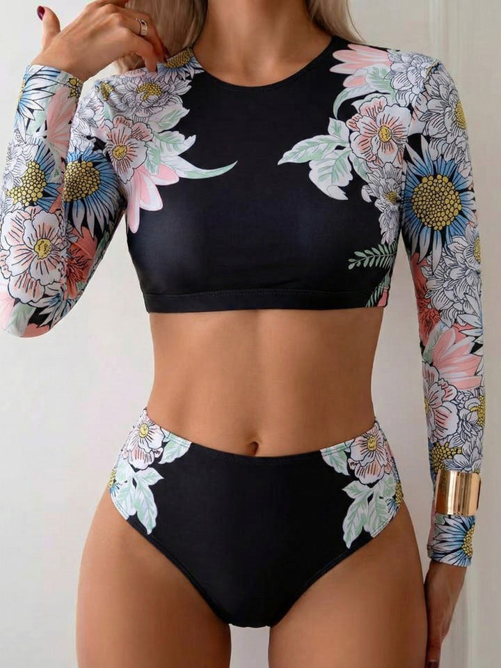 Damen Surf-Bikini-Set mit langen Ärmeln Drune