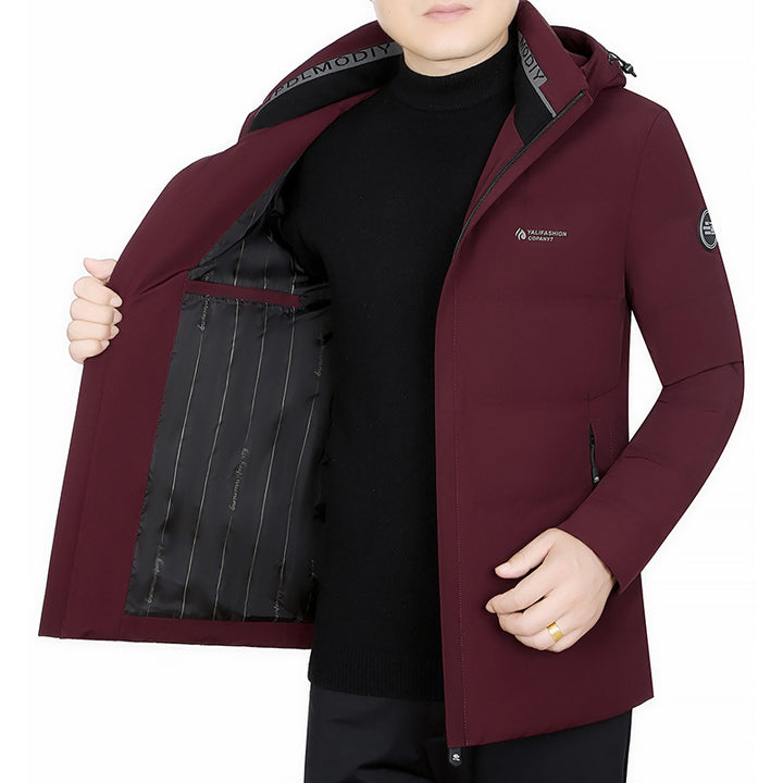 Herren Wattierter City-Mantel mit Kapuze, nahtlosem Minimaldesign und winddichter Performance-Außenhaut Drune
