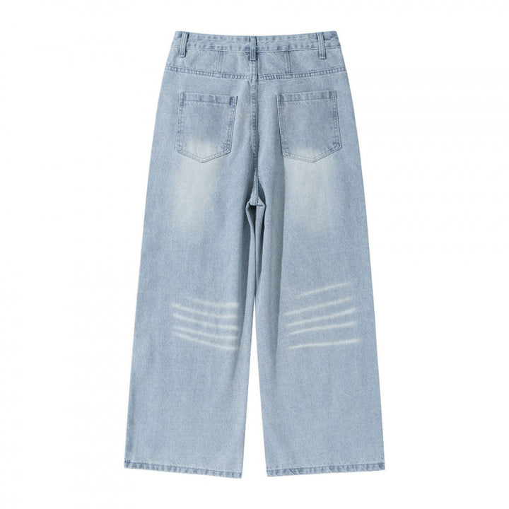 Damen Weite High‑Waist Jeans im Vintage‑Denim mit Used‑Effekt Drune