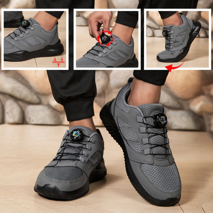 Herren Sportlicher Mesh-Oberflächen Sneaker mit Drehverschluss-Schnürsystem und stoßdämpfender Leichtsohle Drune