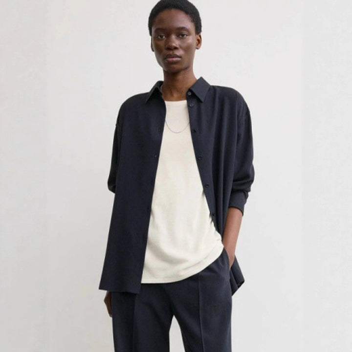 Damen Oversized Hemdbluse mit modernem Schnitt und lässigen Details Drune