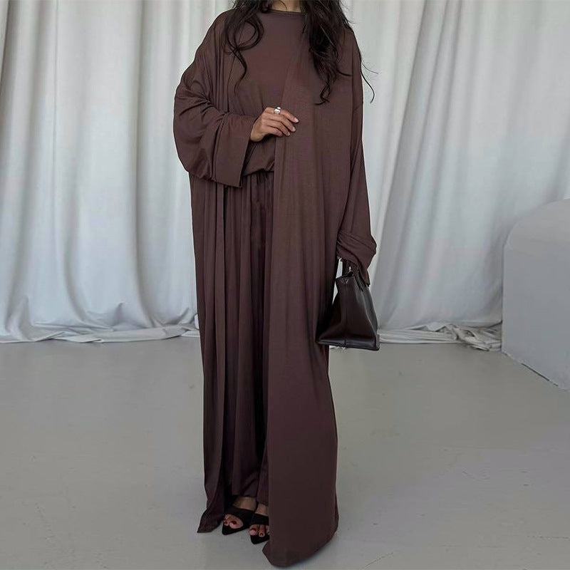 Damen elegantes Maxi-Kleid mit weit geschnittenem Cardigan Drune