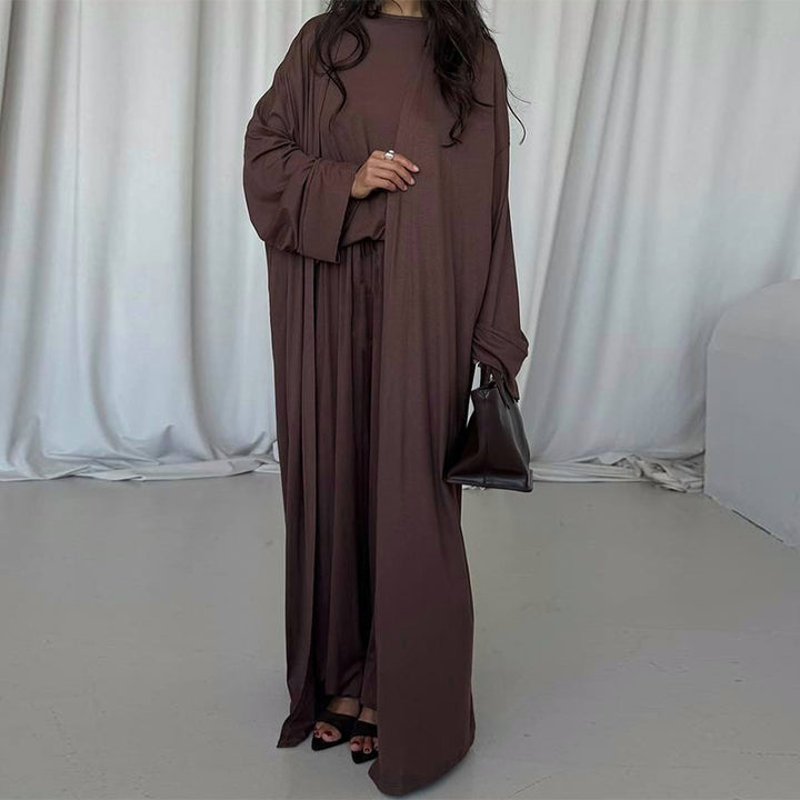 Damen elegantes Maxi-Kleid mit weit geschnittenem Cardigan Drune