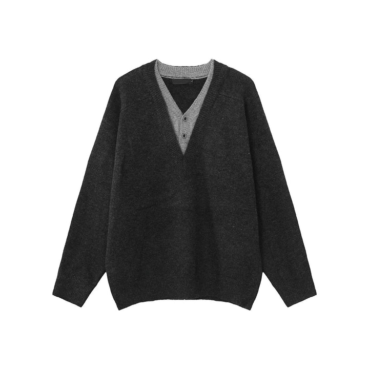 Herren Eleganter V-Ausschnitt Grobstrickpullover Drune