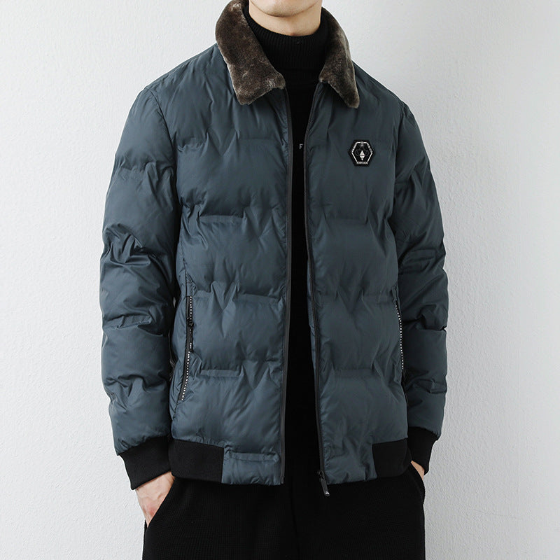 Herren Modische Steppjacke mit Kunstfellkragen Drune