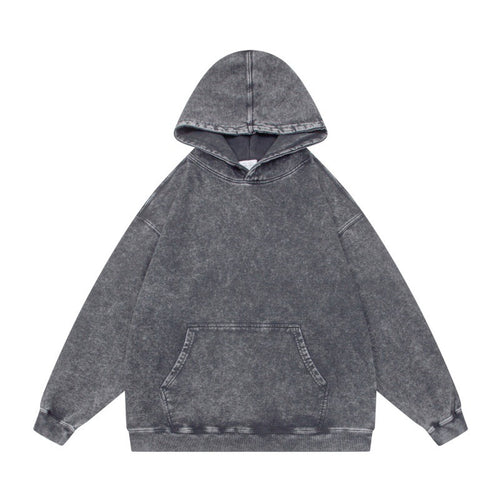 Unisex Oversize-Kapuzenpullover im Acid-Wash mit Kängurutasche und Raglanärmeln Drune