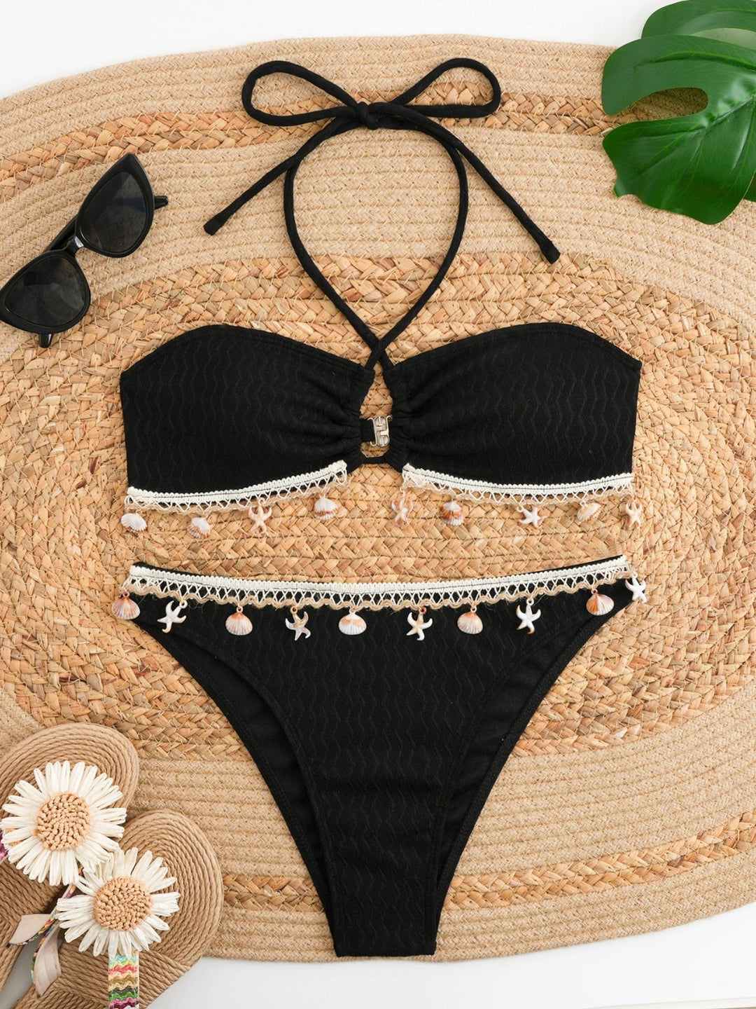 Damen Bikini-Set mit elegantem Bund und detailreichen Muscheldekoren Drune