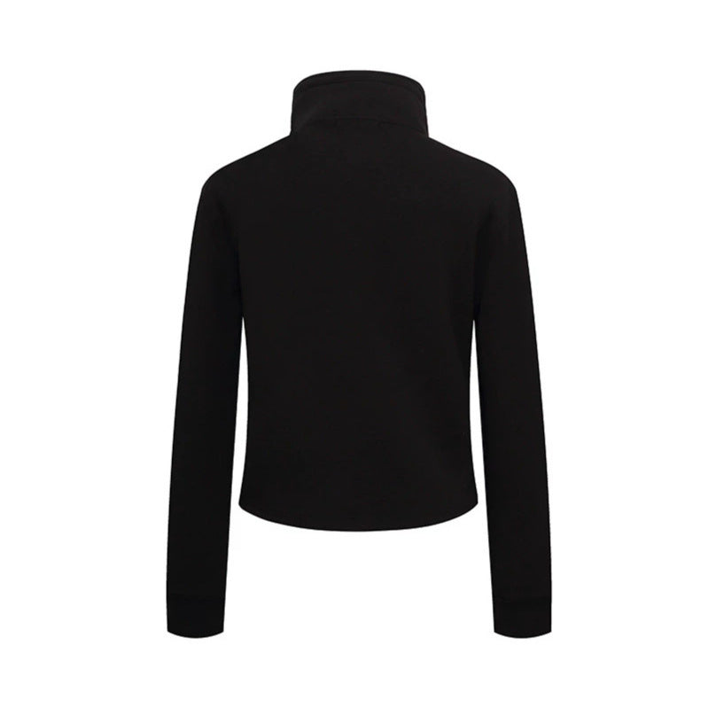 Damen Kurze Wolloptik-Militärjacke mit Stehkragen und asymmetrischer Knopfleiste Drune