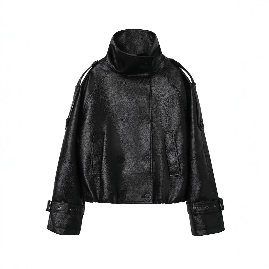 Damen Modische Oversized Lederjacke Drune