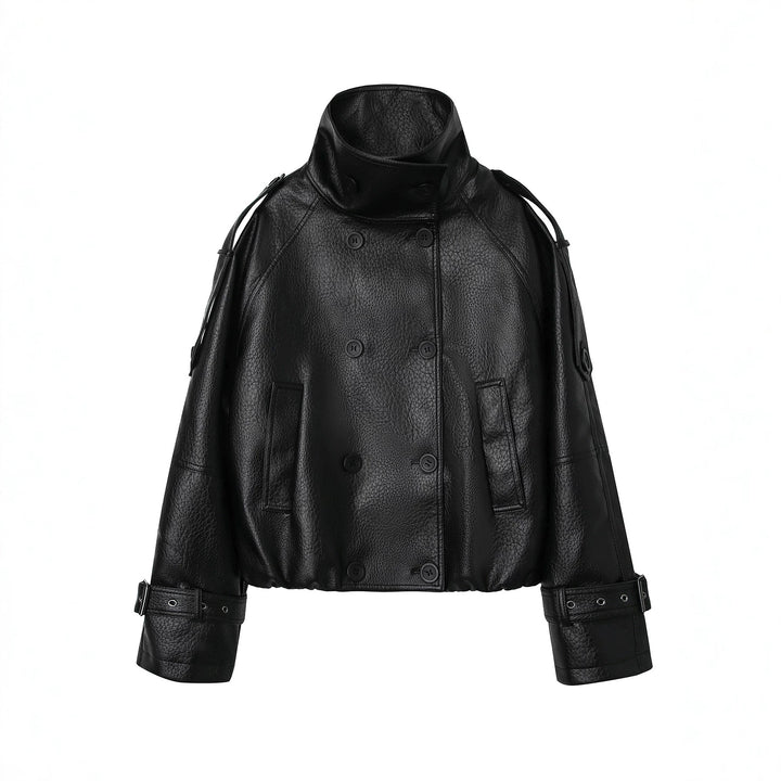 Damen Modische Oversized Lederjacke Drune