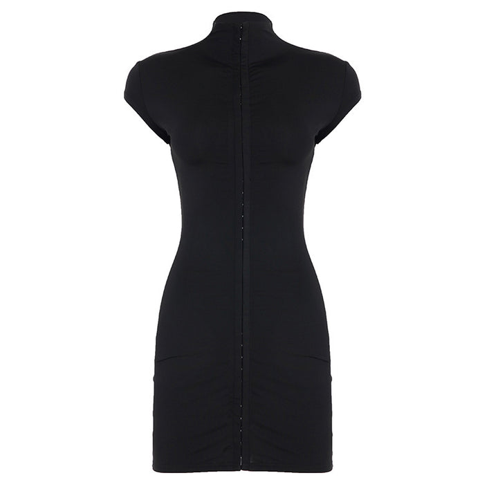 Damen figurbetontes Nachtkleid mit raffiniertem Stehkragen und Knopfleiste Drune